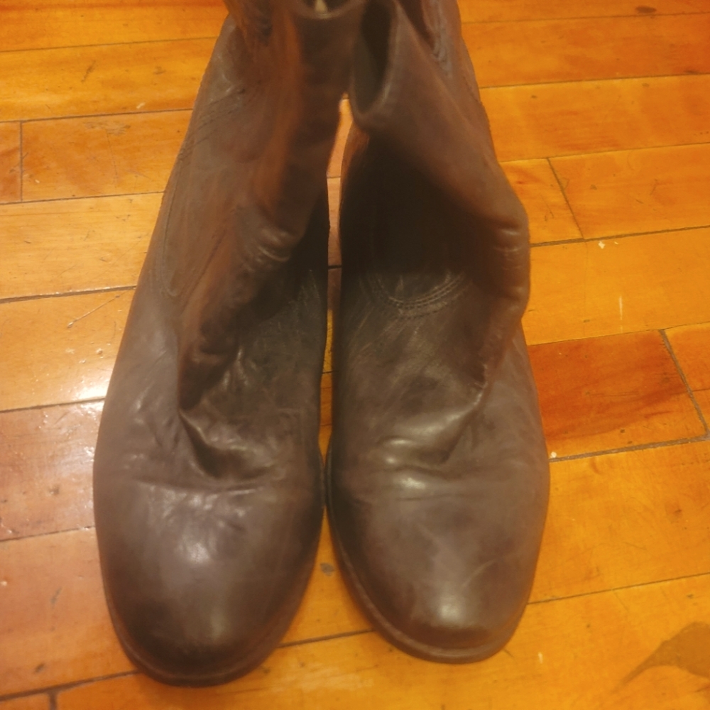 Used frye navy blue distressed booties